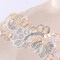 Peach Sequin Beaded Fringe Applique Patch With Rhinestone Neckline Design